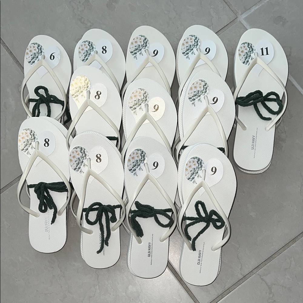 Bulk White Old Navy brand new flip flops sandals various sizes NWT wedding bride